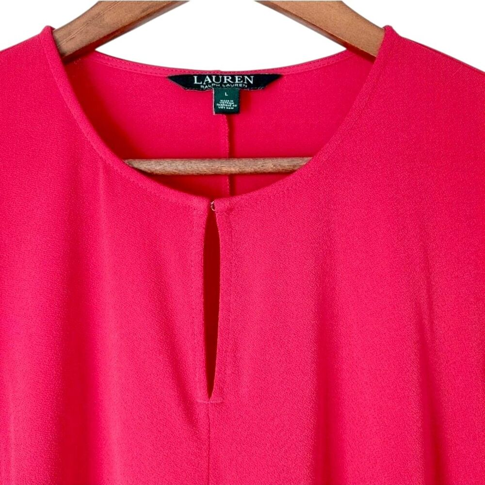 Lauren Ralph Lauren Modest Red Tunic Top  Long Sleeve Stretchy Knit Sz L - Picture 5 of 7